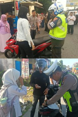 Satlantas Polres Binjai Menghimbau Dan Menindak Bagi Pengendara Yang Melanggar Lalu Lintas